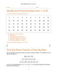Identify the Prime Numbers from 1 to 50 { } Find the Prime Factors of