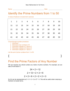 Identify the Prime Numbers from 1 to 50 { } Find the Prime Factors of