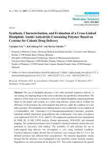 Synthesis, Characterisation, and Evaluation of a Cross