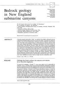 Bedrock geology in New England submarine canyons