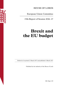 Brexit and the EU budget - Publications.parliament.uk