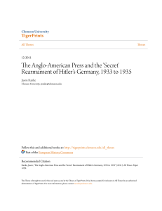 The Anglo-American Press and the `Secret` Rearmament of Hitler`s