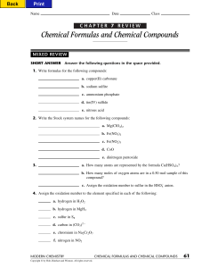 Chemical Formulas and Chemical Compounds