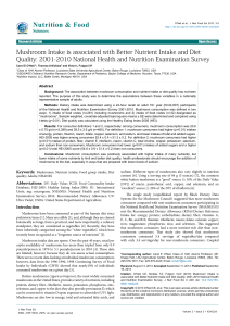 Mushroom Intake is associated with Better Nutrient Intake and Diet