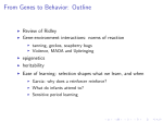 From Genes to Behavior: Outline