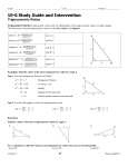 10-6 Study Guide and Intervention Trigonometric Ratios