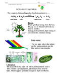 NOTES PHOTOSYNTHESIS The complete, balanced equation for