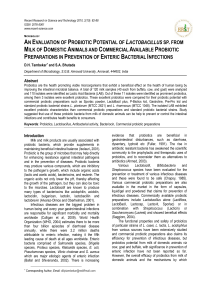 an evaluation of probiotic potential of lactobacillus sp