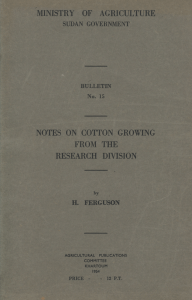 MINISTRY OF AGRICULTURE NOTES ON COTTON GROWING