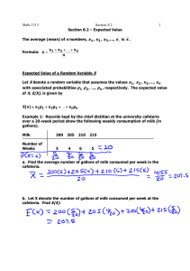 Math 1313 Section 8.2 1 Section 8.2 – Expected Value The average