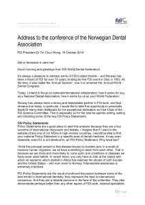 Address to the conference of the Norwegian Dental Association