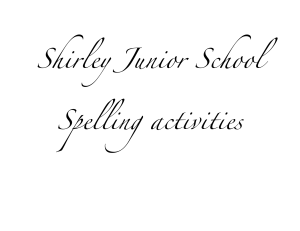 Spelling booklet - Shirley Junior School