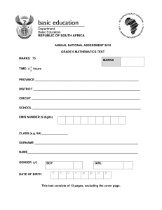 Page 1 ANNUAL NATIONAL ASSESSMENT 2015 GRADE 6