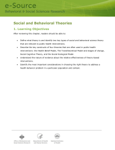 Social and Behavioral Theories - e-Source: Behavioral and Social