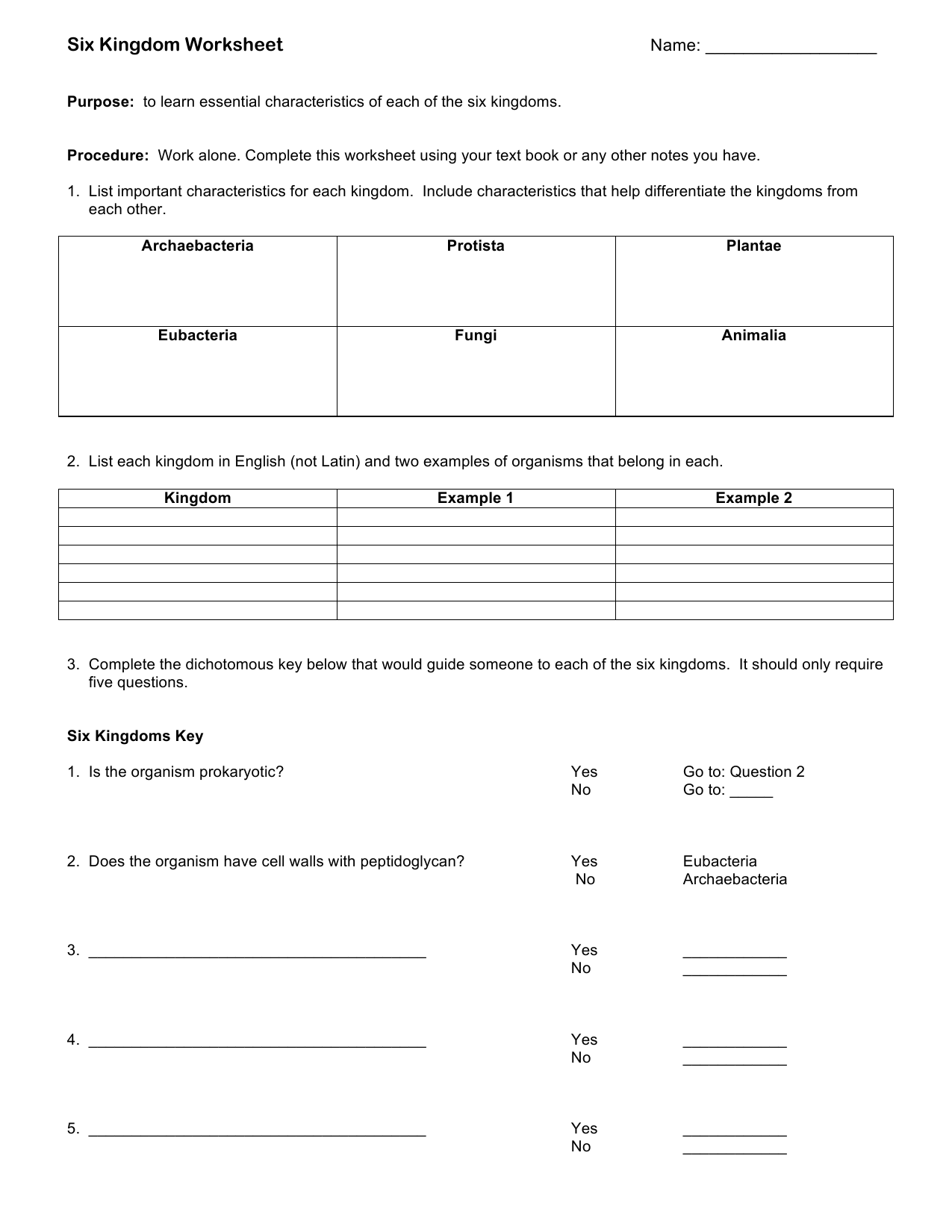 Six Kingdom Worksheet With Domains And Kingdoms Worksheet