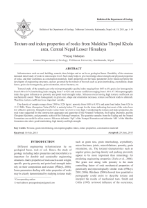 Texture and index properties of rocks from Malekhu