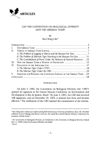 Can the Convention on Biological Diversity Save the Siberian Tiger