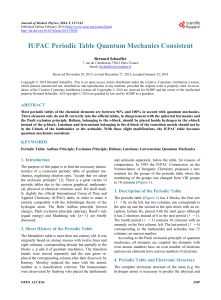 IUPAC Periodic Table Quantum Mechanics Consistent