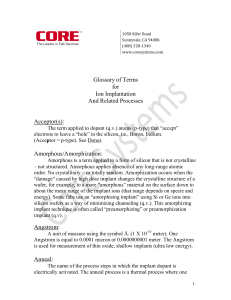 Glossary of Commonly Used Ion Implantation