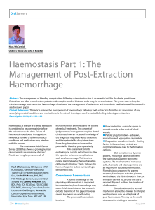 Haemostasis Part 1: The Management of Post