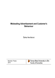Misleading Advertisement and Customer`s Behaviour
