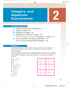 Integers and Algebraic Expressions 2