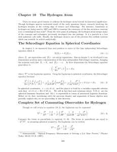 Chapter 10 The Hydrogen Atom The Schrodinger Equation in