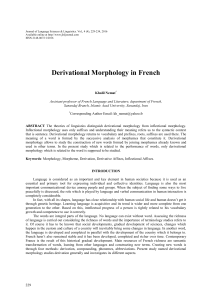 Derivational Morphology in French - Journal of Language Sciences