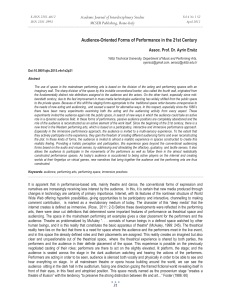 Audience-Oriented Forms of Performance in the 21st Century