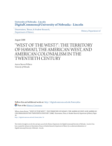 the territory of hawai`i, the american west, and american colonialism in