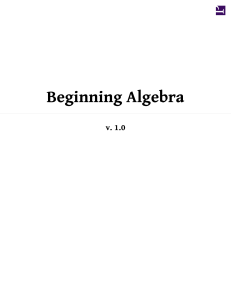 Beginning Algebra - Tillamook Bay Community College