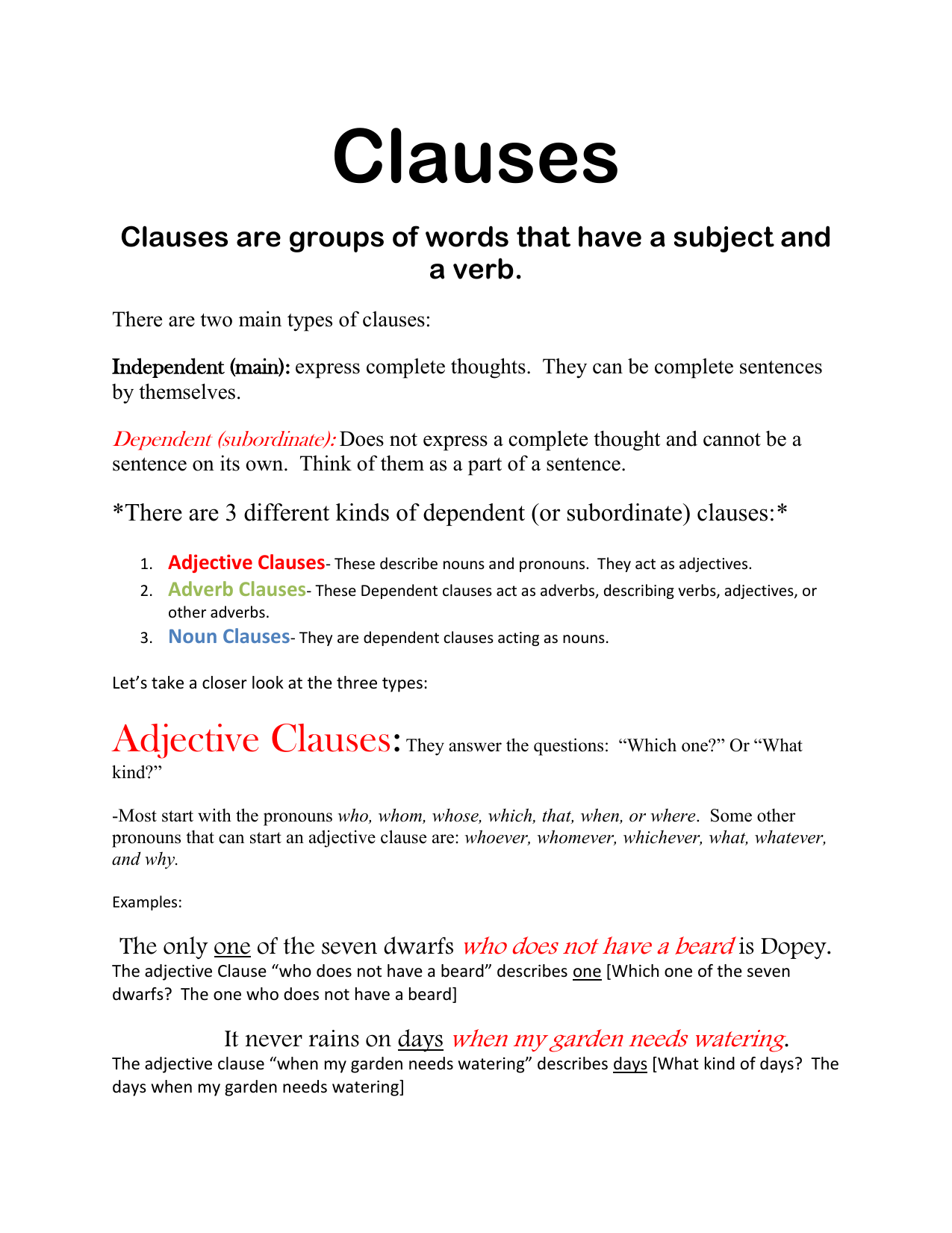 🎉 Noun adjective adverb clause. Dependent Clauses. 2019-02-11