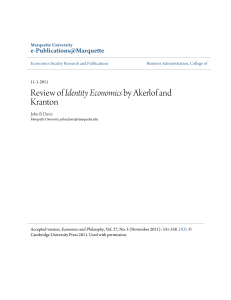 Review of Identity Economics by Akerlof and Kranton