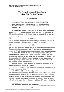of an Odd Perfect Number - American Mathematical Society