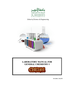 LABORATORY MANUAL FOR GENERAL CHEMISTRY I