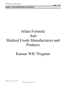 Infant Formula And Medical Foods