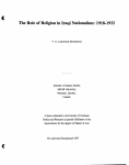 The Role of Religion in Iraqi Nationaiism: 1918-1932