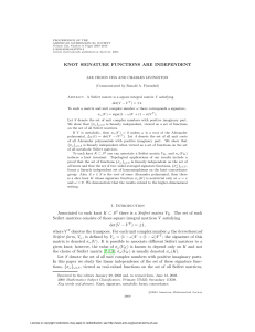 KNOT SIGNATURE FUNCTIONS ARE INDEPENDENT 1