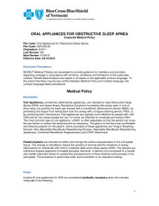 Oral Appliances for Obstructive Sleep Apnea