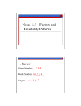 Notes 1.5 – Factors and Divisibility Patterns