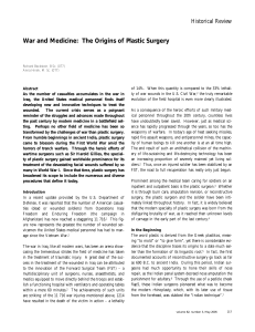 War and Medicine: The Origins of Plastic Surgery