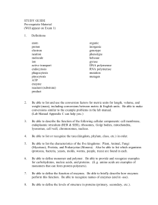 STUDY GUIDE Pre-requisite Material (Will appear on Exam 1) 1