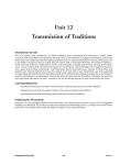 Unit 12 Transmission of Traditions