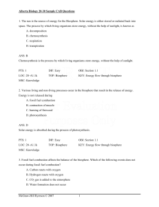 Alberta Biology 20-30 Sample CAB Questions - McGraw