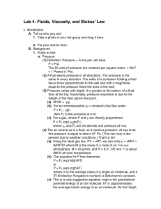 Lab 4: Fluids, Viscosity, and Stokes` Law