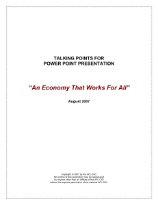 Speaking Notes for TUAC Presentation on Economic Policy and