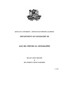 AGE 301: PHYSICAL GEOGRAPHY