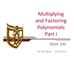 Multiplying and Factoring Polynomials Part I