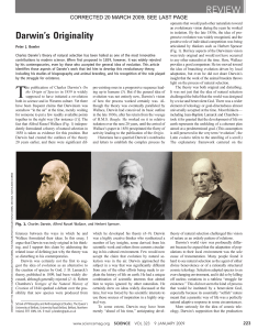 Bowler, P. J., 2009. Darwin`s originality. Science 323:223-226.