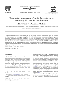 Temperature dependence of liquid Sn sputtering by - CPMI